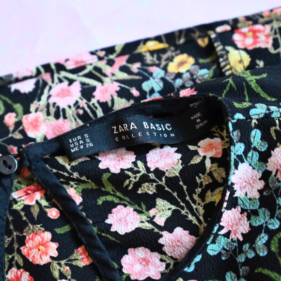 Zara Floral Poet Blouse – Size S - Picture 3 of 3